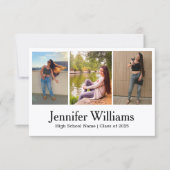 モダン卒業式3枚フォトコラージュミニマル サンキューカード (正面)