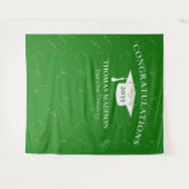 モダン卒業式 フェイクコンフェッティ 緑/白 タペストリー (正面(横))