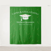 モダン卒業式 フェイクコンフェッティ 緑/白 タペストリー (正面)