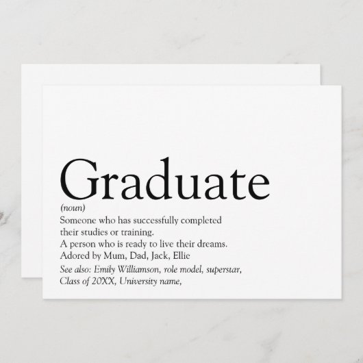 モダン卒業式 招待状 (正面/裏面)