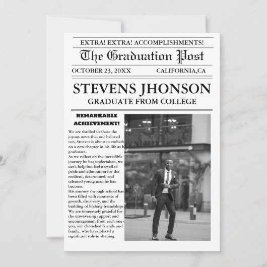 モダン卒業新聞大学 招待状 (正面)