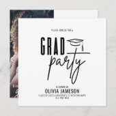 モダン卒業書台本 |写真パーティー 招待状 (正面/裏面)