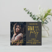 モダン卒業書台本 |写真パーティー 箔招待状ポストカード (立ち正面)