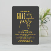 モダン卒業書台本 |写真パーティー 箔招待状 (立ち正面)