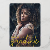 モダン卒業書台本 |写真パーティー 箔招待状 (裏面)