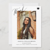 モダン卒業生のエレガント写真卒業 サンキューカード (正面)