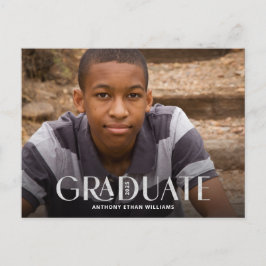 モダン卒業生のシルバーオーバーレイ写真卒業 ポストカード
