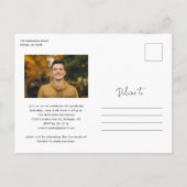モダン卒業生のシンプル写真卒業 インビテーションポストカード (裏面)