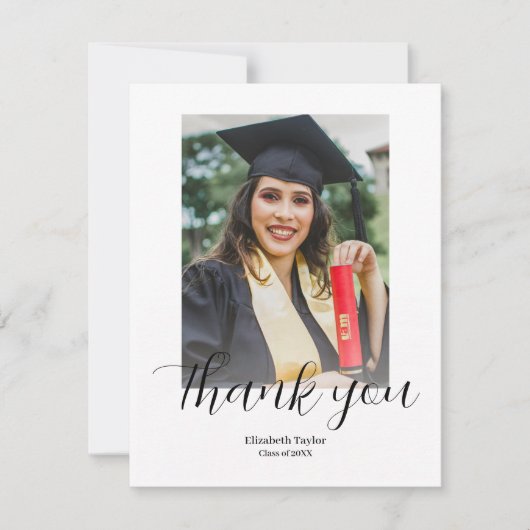 モダン卒業生のシンプル写真卒業 サンキューカード (正面)
