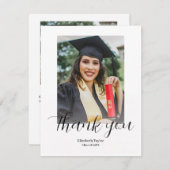 モダン卒業生のシンプル写真卒業 サンキューカード (正面/裏面)