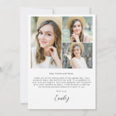 モダン卒業生のシンプル写真卒業 サンキューカード (裏面)