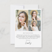 モダン卒業生のシンプル写真卒業 サンキューカード (裏面)