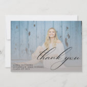 モダン卒業生のシンプル写真卒業 サンキューカード (正面)
