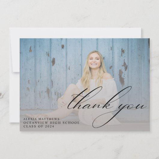 モダン卒業生のシンプル写真卒業 サンキューカード (正面)