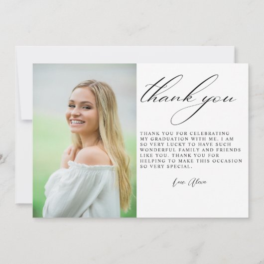 モダン卒業生のシンプル写真卒業 サンキューカード (裏面)