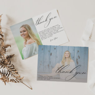 モダン卒業生のシンプル写真卒業 サンキューカード