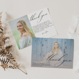 モダン卒業生のシンプル写真卒業 サンキューカード