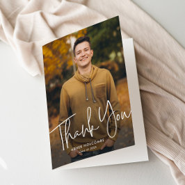 モダン卒業生のシンプル写真卒業 サンキューカード