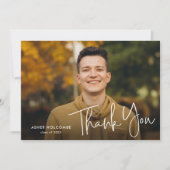 モダン卒業生のシンプル写真卒業 サンキューカード (正面)