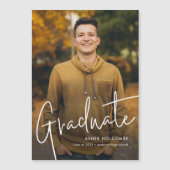 モダン卒業生のシンプル写真卒業 マグネット招待状 (正面)