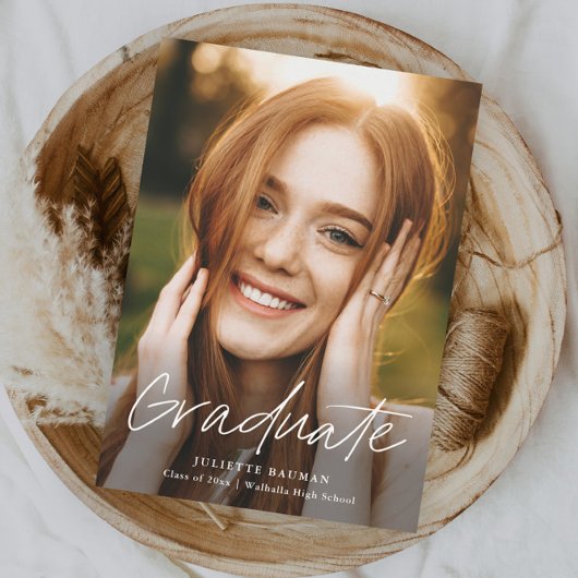 モダン卒業生のシンプル写真卒業 招待状