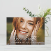 モダン卒業生のシンプル写真卒業 招待状 (スタンド正面)