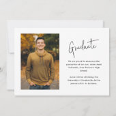 モダン卒業生のシンプル写真卒業 案内状 (裏面)