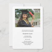 モダン卒業生のシンプル写真卒業 案内状 (裏面)