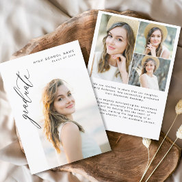 モダン卒業生のシンプル写真卒業 案内状