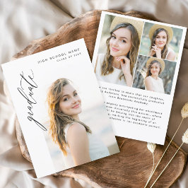 モダン卒業生のシンプル写真卒業 案内状