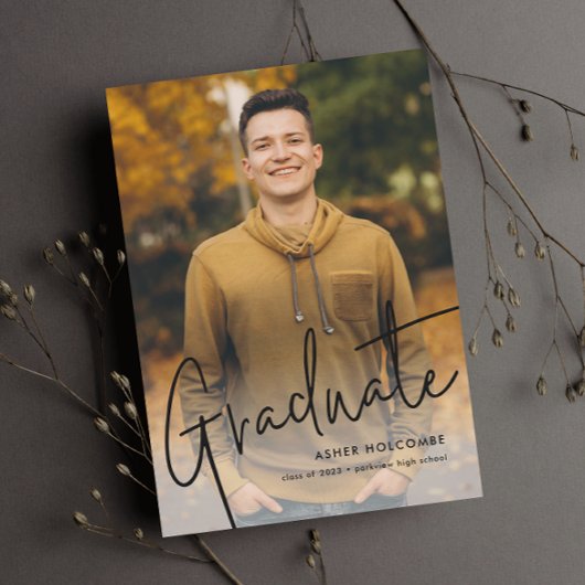 モダン卒業生のシンプル写真卒業 案内状