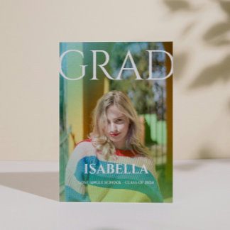 モダン卒業生のシンプル写真卒業 案内状