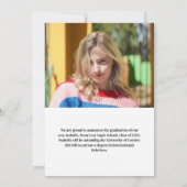 モダン卒業生のシンプル写真卒業 案内状 (裏面)