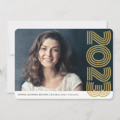 モダン卒業生のストライプ写真卒業 案内状 (正面)