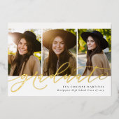 モダン卒業生シンプル3号写真卒業 箔招待状 (正面)