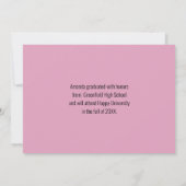 モダン卒業生ピンクグリッター写真卒業 案内状 (裏面)