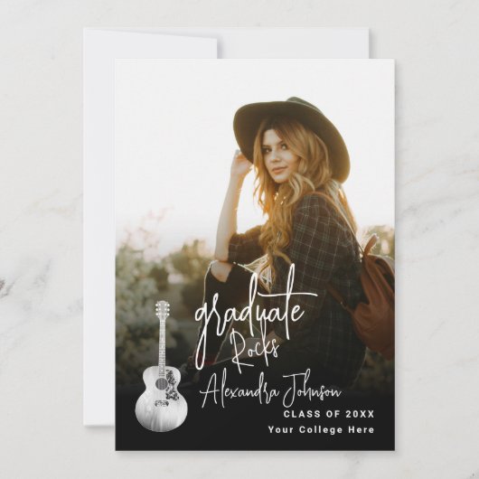 モダン卒業生縦型写真卒業パーティー 招待状 (正面)