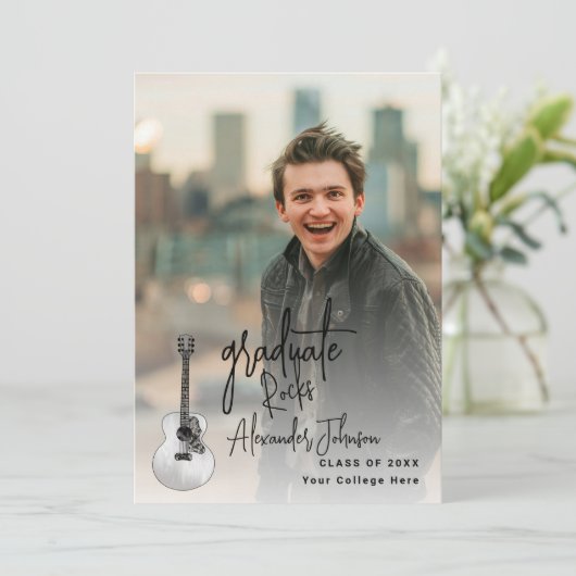 モダン卒業生縦型写真卒業パーティー 招待状 (スタンド正面)