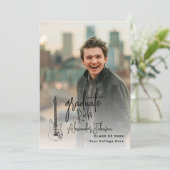 モダン卒業生縦型写真卒業パーティー 招待状 (スタンド正面)