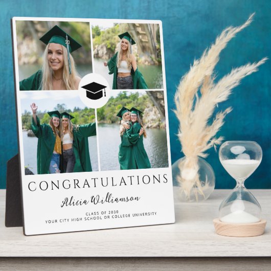 モダン卒業生4名フォトコラージュのシックな卒業 フォトプラーク (側面)