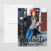 モダン卒業発表の写真 案内ポストカード (正面/裏面)