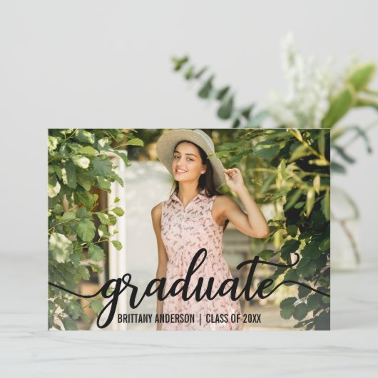 モダン卒業発表の写真 案内状 (スタンド正面)