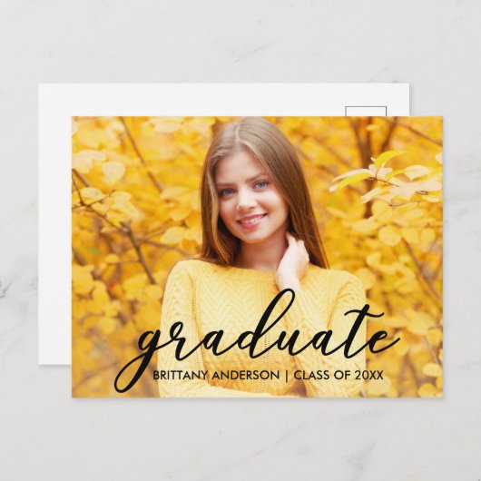 モダン卒業発表の写真B 案内ポストカード (正面/裏面)