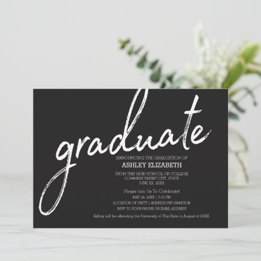 モダン卒業発表はっきりしたストライプ 招待状 (スタンド正面)