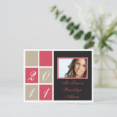 モダン卒業発表(ピンク) インビテーションポストカード (スタンド正面)