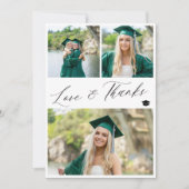 モダン卒業白黒写真 サンキューカード (正面)