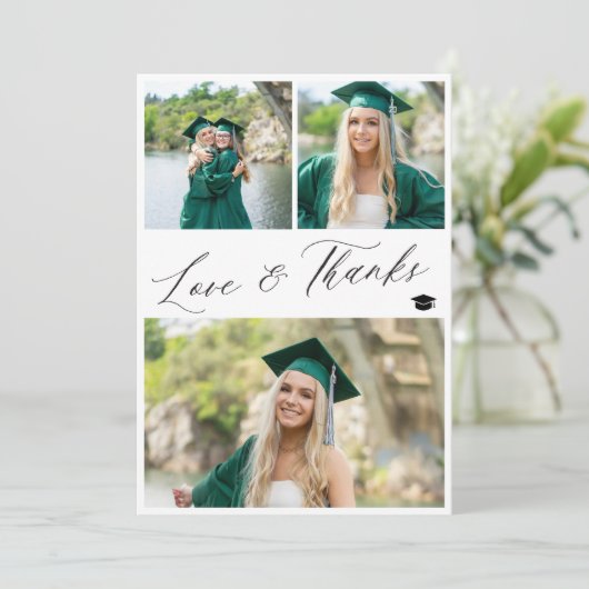 モダン卒業白黒写真 サンキューカード (スタンド正面)