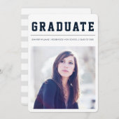 モダン卒業表はっきりした示カード 案内状 (正面/裏面)