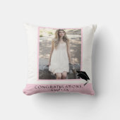 モダン卒業記念写真ピンク クッション (正面)