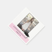 モダン卒業記念写真ピンク スタンダードカクテルナプキン (角)